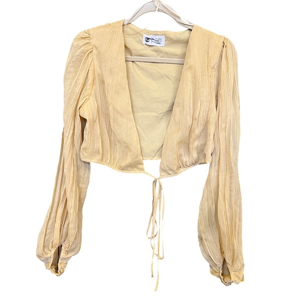 The Sweet Collective Yellow Open Front Shimmer Blouse Medium